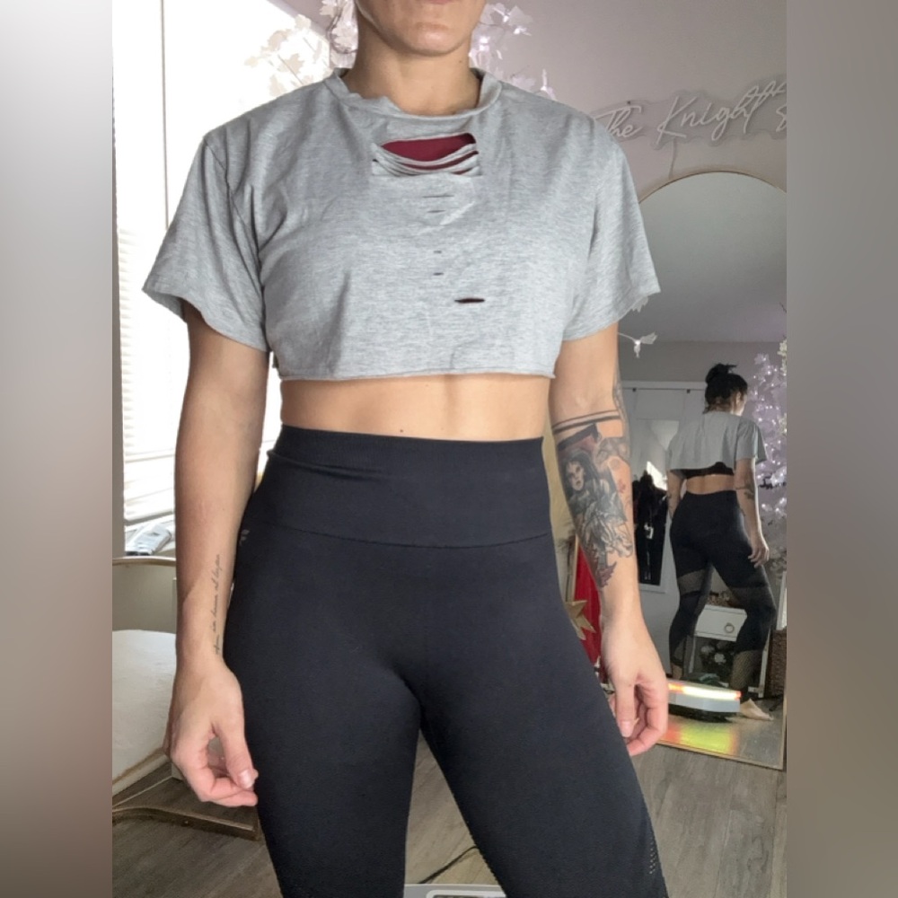 FIVE PIECE WORKOUT LOT SET shorts capri leggings crop top and sports bra FMFM - Picture 5 of 16